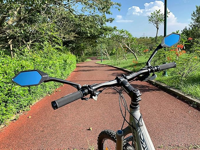 MEACHOW New Scratch Resistant Glass Lens,Handlebar Bike Mirror, Rotatable Safe Rearview Mirror, Bicycle Mirror,ME-007