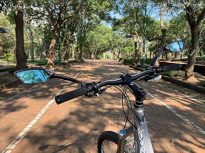 MEACHOW New Scratch Resistant Glass Lens,Handlebar Bike Mirror, Rotatable Safe Rearview Mirror, Bicycle Mirror, (Blue Right Side) ME-006RB