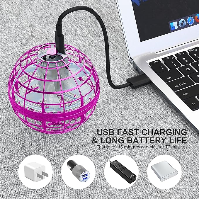 2025 Flying Orb Ball Toy,Cosmic Globe Boomerang Hover Ball Galactic Fidget Spinner, Hand Drone Orbit, Cool Toys Gift for 6 7 8 9 10+ Year Old Boys Girls Teens Outdoor Toys(Pink)