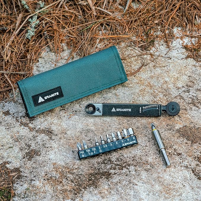 Granite Rocknroll TQ Torque Ratchet Bike Tool Kit, Bike Multitool Kit with 10 Tool Bits and Extension Rod, Portable Torque Ratchet Tool Kit for Mountain Bike, Road Bike and Gravel Bike (Green)