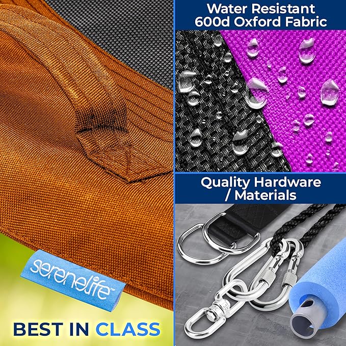 SereneLife 40" Saucer Swing - Outdoor Swing Set with Universal Hanging Kit, Swinging Seat Spinner with Pillow & Carry Bag, Weatherproof, Water-Resistant, Supports Up to 700 lbs, Rainbow