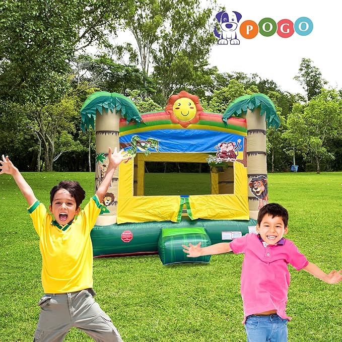 Crossover Tropical Smiley Face Inflatable Bounce House, Bouncy Jump Castle for Kids and Toddlers, Outdoor Birthday Party Jumping Bouncer, Commercial-Grade, Without Blower, 13 x 12 x 14.5 Ft