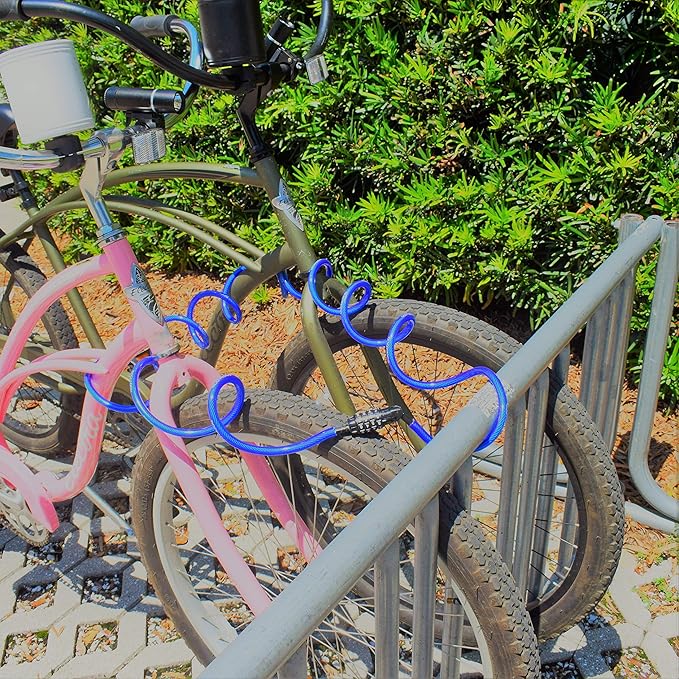 Weatherproof Coiled Security Cable Lock (5ft to 25ft Lengths) with Resettable Combination, Anti-Theft Protection for Kayaks, Bikes, Paddleboards, Scooter, Equipment, Bicycles and More 10ft