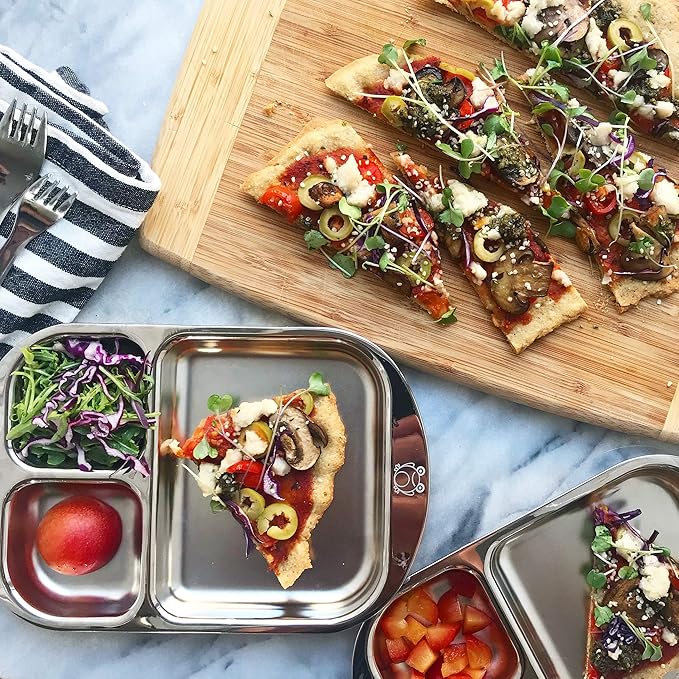 Children's Stainless Steel Divided Plates | Education Series | Premium 304 (18/8) | Set of 2 | Ideal for Montessori Babies, Toddlers & Kids