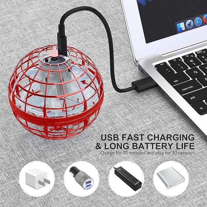2025 Flying Orb Ball Toy,Cosmic Globe Boomerang Hover Ball Galactic Fidget Spinner, Hand Drone Orbit, Cool Toys Gift for 6 7 8 9 10+ Year Old Boys Girls Teens Outdoor Toys(Red)