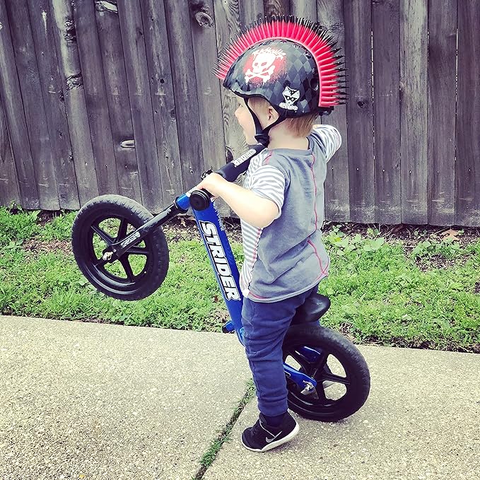 Strider 12” Sport Bike - No Pedal Balance Bicycle for Kids 1 to 4 Years - Includes Safety Pad, Padded Seat, Mini Grips & Flat-Free Tires - Tool-Free Assembly & Adjustments