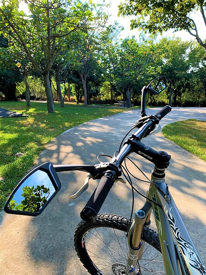 MEACHOW New Scratch Resistant Glass Lens,Handlebar Bike Mirror, Rotatable Safe Rearview Mirror, Bicycle Mirror,ME-010