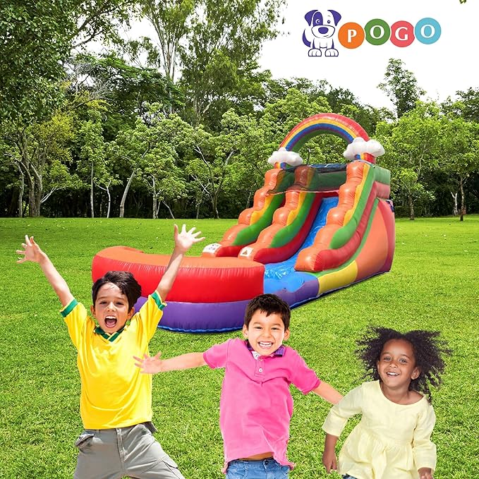 Inflatable Water Slides for Kids - Backyard Inflatable Water Slides with Splash Pool - Rainbow Cloud Slide Complete with Blower, and Stakes - 21' x 9' - 12' Tall Slide