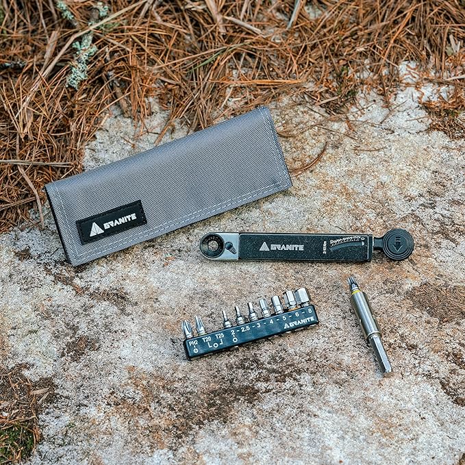 Granite Rocknroll TQ Torque Ratchet Bike Tool Kit, Bike Multitool Kit with 10 Tool Bits and Extension Rod, Portable Torque Ratchet Tool Kit for Mountain Bike, Road Bike and Gravel Bike (Grey)