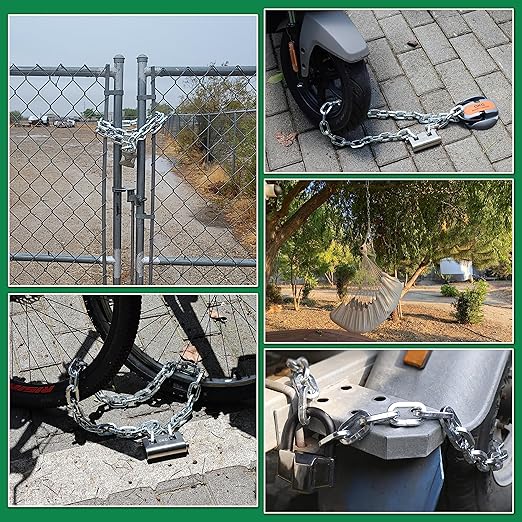 OKG Heavy Duty Security Chain, 3.9ft x 5/16" Thick Outdoor Gate Chain, Cut Proof Chain Made of Hardened Alloy Steel Chain, Ideal for Fence Gates, Bicycles, Moped, Trailers, Generator, etc