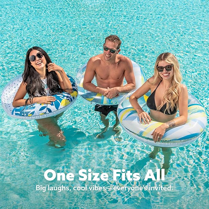 Inflatable Pool Floats with Glitters 32.5"(3 Pack), Pool Floaties Tubes for Swimming Kids Adults Beach Outdoor Party Supplies