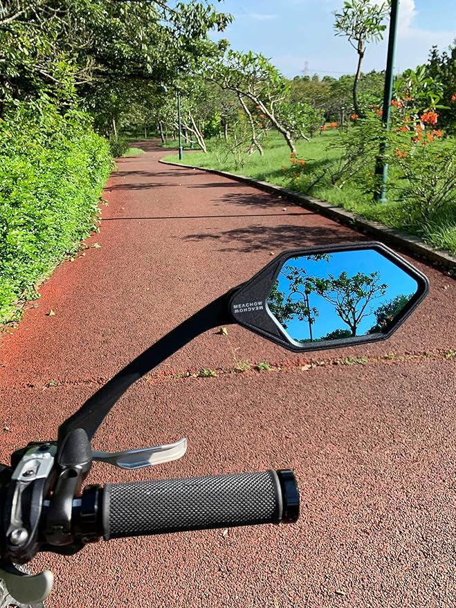 MEACHOW New Scratch Resistant Glass Lens,Handlebar Bike Mirror, Rotatable Safe Rearview Mirror, Bicycle Mirror,ME-007