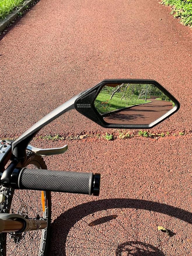 MEACHOW New Scratch Resistant Glass Lens,Handlebar Bike Mirror, Rotatable Safe Rearview Mirror, Bicycle Mirror,ME-007