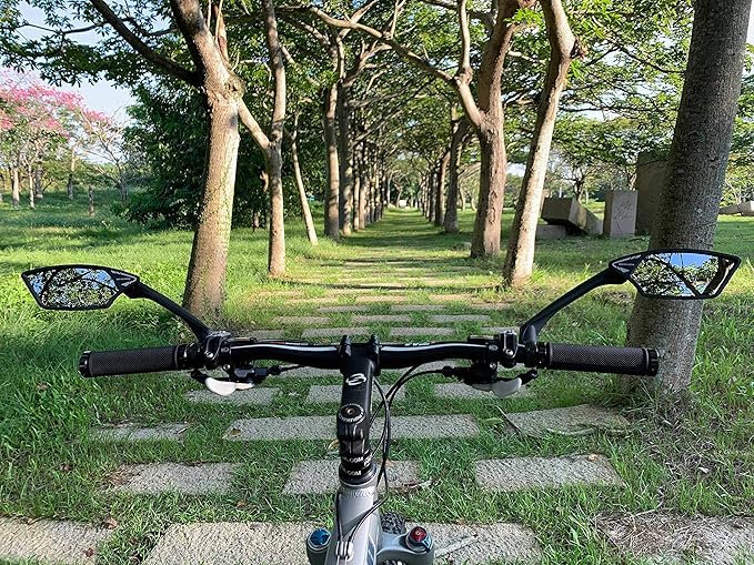 MEACHOW New Scratch Resistant Glass Lens,Handlebar Bike Mirror, Rotatable Safe Rearview Mirror, Bicycle Mirror, (Silver Right Side) ME-006RS