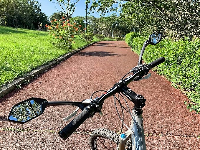 MEACHOW New Scratch Resistant Glass Lens,Handlebar Bike Mirror, Rotatable Safe Rearview Mirror, Bicycle Mirror,ME-007