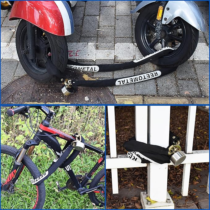 Heavy Duty Security Chain, 6 Foot x 3/8" Thick Hardened Steel Cut Proof Anti-Theft Lock Chain for Motorcycles, Bicycles, ATVs, Trailers, Containers