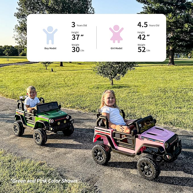 4WD Kids Ride on Car Truck, 12V 7Ah Kids Electric Vehicles Car Ride on Toy for Toddlers 3-5 with Remote Control - Black