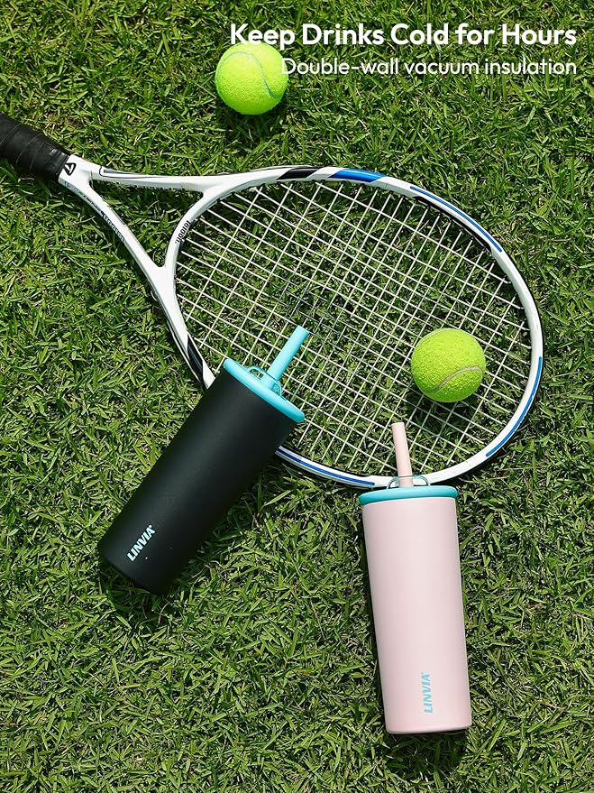 Candy Tumbler, 12 oz Kids Insulated Stainless Steel Water Bottle with Spill Resistant Silicone-Metal Straw and 2-in-1 Lid, BPA-Free, Cup Holder Friendly, Dishwasher Safe, Hot Pink