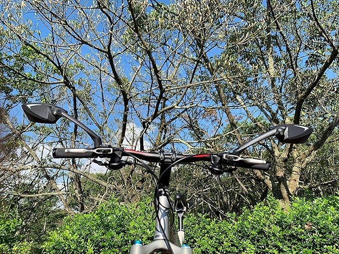 MEACHOW New Scratch Resistant Glass Lens,Handlebar Bike Mirror, Rotatable Safe Rearview Mirror, Bicycle Mirror, (Blue Right Side) ME-006RB